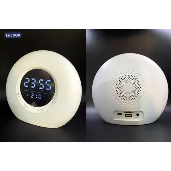 مكبر صوت لاسلكي مع ساعه رقميه من ليدور - ابيض